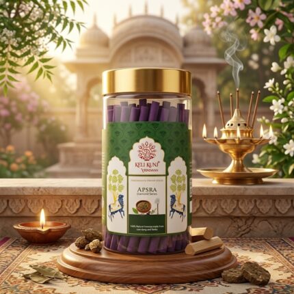 Keli Kunj Apsra Dhoop Sticks Cow Dung & Herbal Dhoop Charcoal-Free & Paraben-Free Panchagavya Dhoop