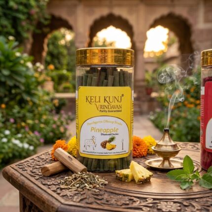 Keli Kunj Pineapple Dhoop Sticks Cow Dung & Herbal Dhoop Charcoal-Free & Paraben-Free Panchagavya Dhoop