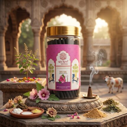 Keli Kunj Musk Dhoop Sticks Cow Dung & Herbal Dhoop Charcoal-Free & Paraben-Free Panchagavya Dhoop