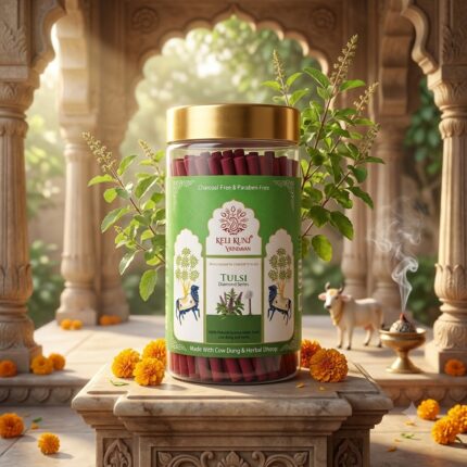 Keli Kunj Tulsi Dhoop Sticks Cow Dung & Herbal Dhoop Charcoal-Free & Paraben-Free Panchagavya Dhoop
