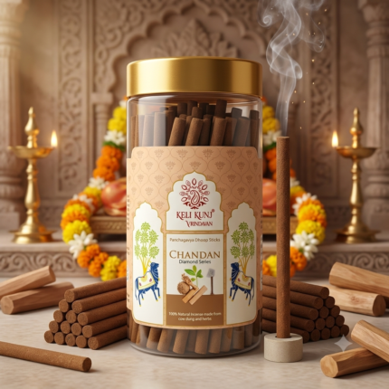 Keli Kunj Chandan Dhoop Sticks Cow Dung & Herbal Dhoop Charcoal-Free & Paraben-Free panchagavya dhoop