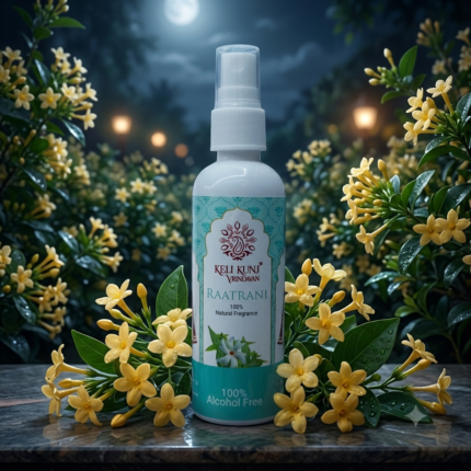 Keli Kunj Raatrani Perfume Spray – 100% Alcohol-Free Natural Vetiver Fragrance | Thakur Ji & Shri Ji Seva | Room & Car Perfume